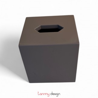 Taupe lacquer tissue box 10x11xH12cm